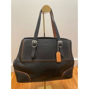 Vintage Coach Hamptons Bag Style No 9605 Black Leather Brown Trim Y2K EUC